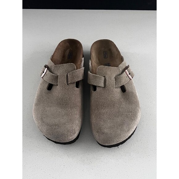 BIRKENSTOCK Boston Soft Footbed taupe suede CLOG slide size 40 - Picture 3 of 7